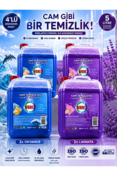 WBREX Profesyonel Cam Temizleyici 5 Lt * 2 Adet Lavanta 5 LT * 2 Adet Okyanus...