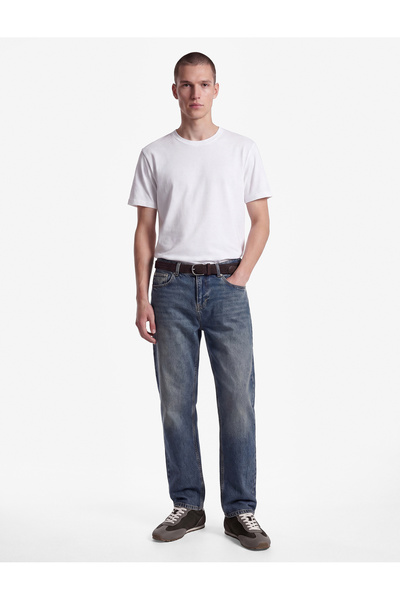 Koton Pamuklu Normal Bel Cepli Vintage Straight Fit Jean Pantolon