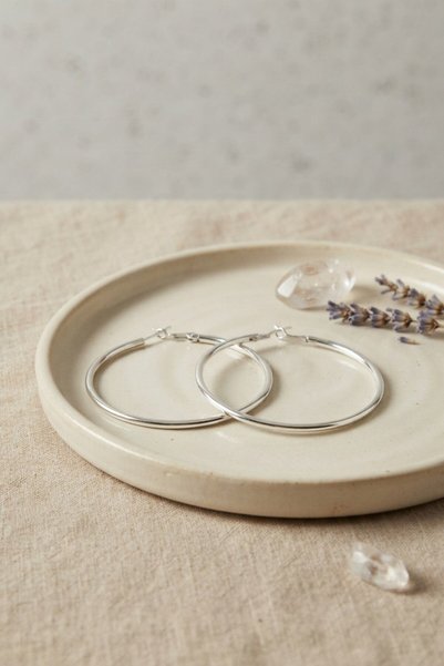 Inure Jewelry 316L Steel Silver Color 56 mm Hoop Earrings