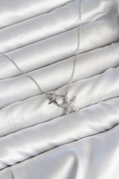 Inure Jewelry Brass Silver Color Minimal Star Model Women's Necklace