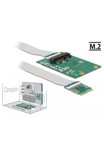 DELOCK Convertor M.2 Key A+E la 1 x Slot Mini PCIe de dimensiune jumătate/înt...