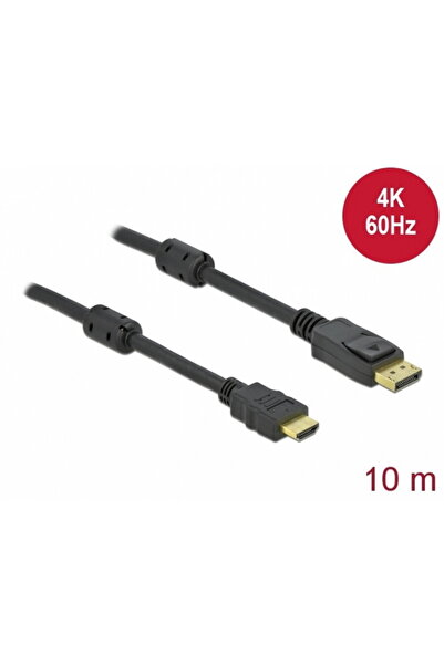 DELOCK Cablu activ 85960, DisplayPort 1.2 la HDMI, 4K, 60Hz, lungime 10 m, Negru