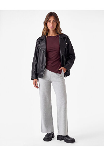 Koton Lightweight Spanish Wide-Leg Pants with Stitching Detail