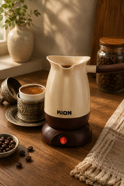Kion ماكينة صنع القهوة التركية | 0.65 مل | 800 واط | بني-بيج | KHD/509