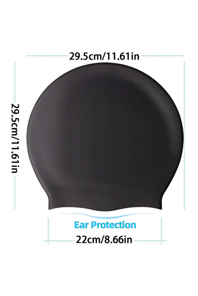 choice2 Black-L Adult Extra Large Silicone Swimming Cap with Long Hair And Di...