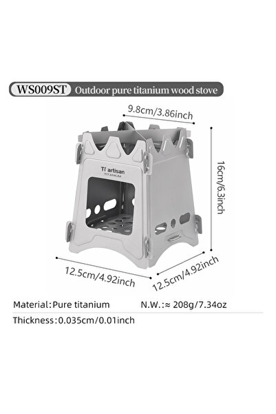 Choice WS009ST Tiartisan Titanium Outdoor Foldable Wood Stove Hiking Picnic U...
