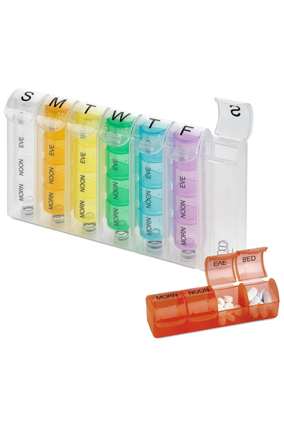 Choice Colorful 1pc Weekly Pill Organizer 4 Times a Day, 7 Day Pill Box, Dail...