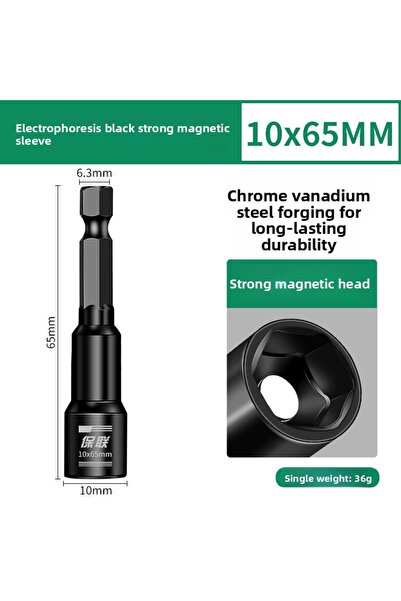 Choice1 10x65mm CR-V Steel Magnetic Nut Screwdriver Socket Bits For Power Dri...