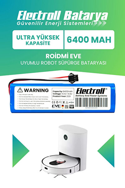 ELECTROLL Roidmi Eve / Eve Plus Sdj01rm Uyumlu Batarya (ULTRA YÜKSEK KAPASİTE...