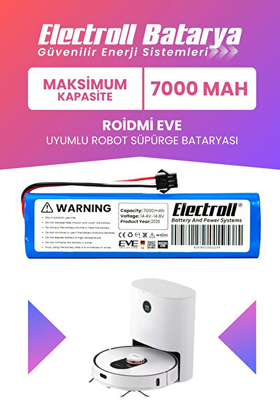 ELECTROLL Roidmi Eve / Eve Plus Sdj01rm Uyumlu Batarya (MAKSİMUM KAPASİTE) 70...