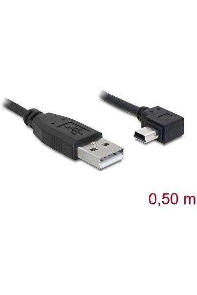 DELOCK Cablu USB 2.0-A mascul > USB mini-B cu 5 pini mascul, unghiular, 0,5 m