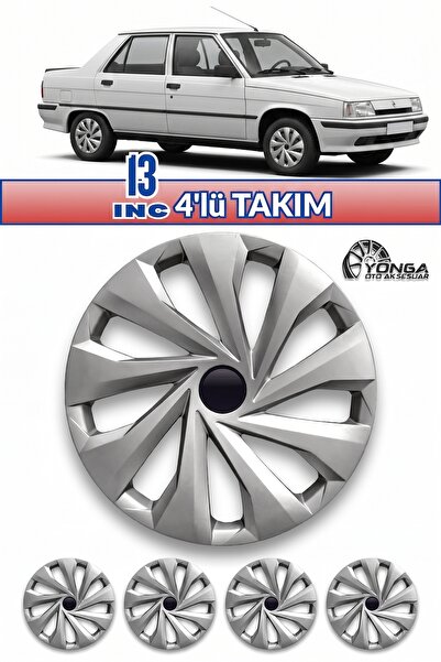 YONGA OTO AKSESUAR RENAULT BROADWAY R9 13 İnç Jant Kapağı 4'lü Set Gümüş + 4 ...