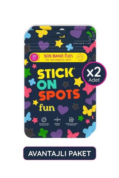Stick On Spots SOS Akne Bandı Fun 20'li Renkli Akne Bandı Hidrokolloid Bant x2