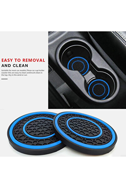 Choice3 blue New 2-piece Anti Slip Mat, Car Coaster, Durable Car Cup Holder, ...