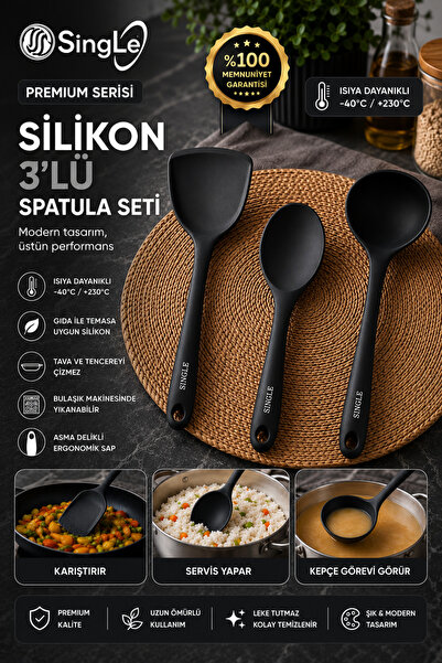 Single (3 Pieces) Hard Tip Heat Resistant Fireproof Non-Stick Silicone Food S...