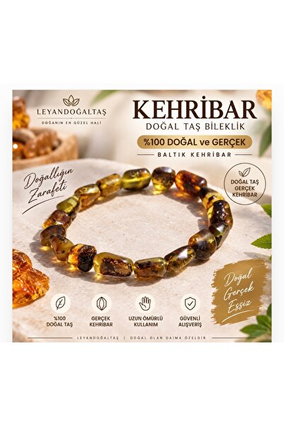Leyandoğaltaş Adult Real Amber Women Men Unisex Bracelet – Gift for Lover