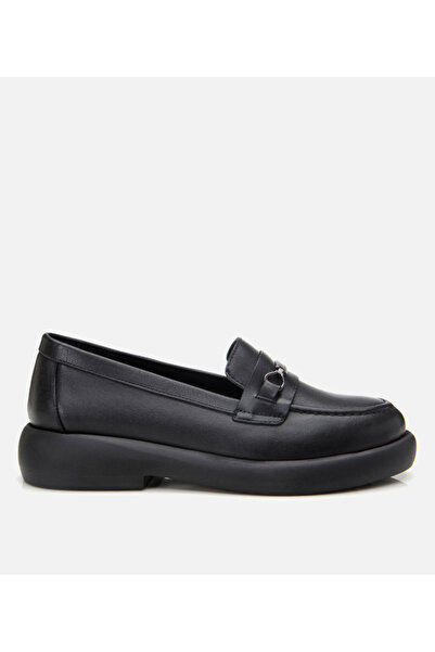 Hotiç Schwarzer Damen-Loafer mit Schnalle aus echtem Leder