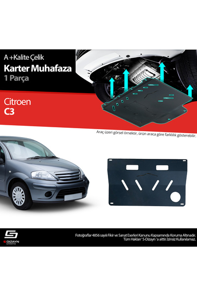 S Dizayn S-Dizayn Citroen C3 Çelik Karter Muhafaza Koruma 2002-2008 A+ Kalite...