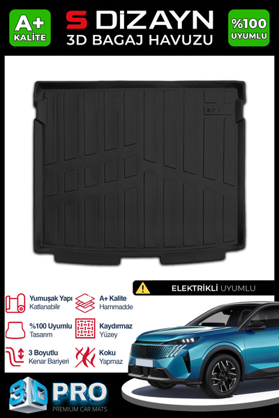 S Dizayn S-Dizayn Peugeot 3008 Elektrikli 3D Pro Bagaj Havuzu 2024 Üzeri A+ K...