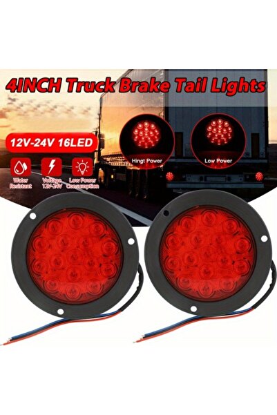 Choice Red 1pc 16LED Round Tail Lights 10-30v Ip67 Waterproof Truck Trailer T...