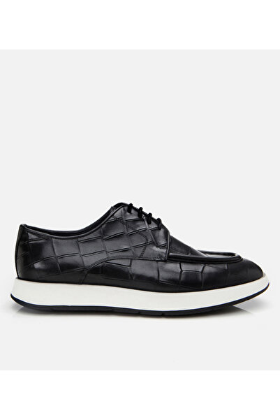 Hotiç Pantofi casual din piele pentru bărbați cu model crocodil negru