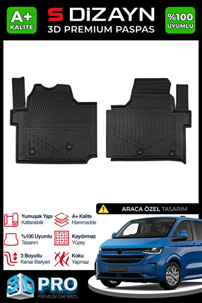 S Dizayn S-Dizayn VW Transporter T7 Panelvan 3D Pro Havuzlu Paspas Ön 2'Li 20...