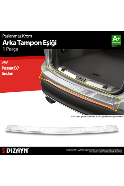 S Dizayn S-Dizayn VW Passat B7 Sedan Krom Arka Tampon Eşiği 2010-2015 A+ Kali...