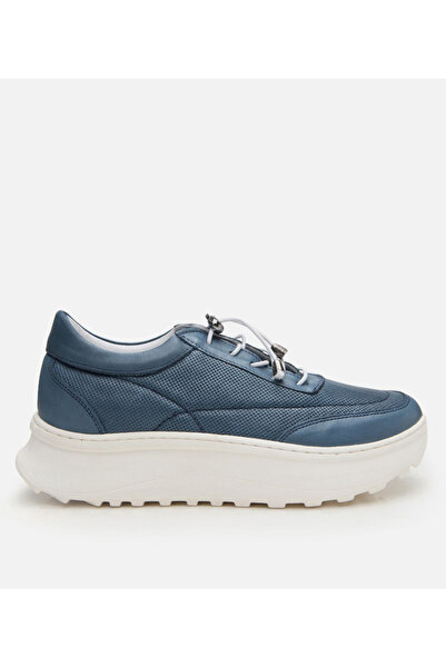 Hotiç Women's Leather Blue Comfort Sports Shoes
