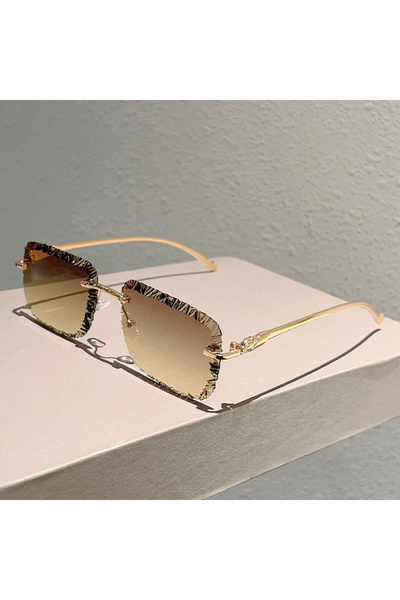 Choice golden grey yellow KAMMPT Rimless Square Sunglasses Men Fashion Vintag...