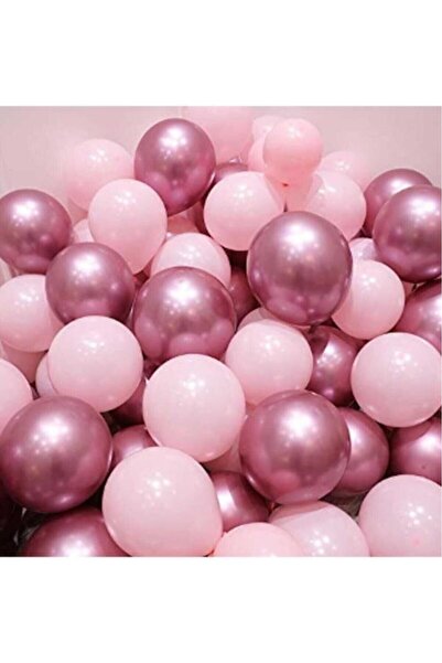 BeySüS Krom Pembe Ve Mat (pastel) Pembe Renk 10 Lu Balon