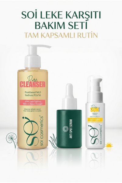 SOI Cosmetics Anti-Blemish 3-Piece Care Set - Facial Cleanser, Niacinamide Serum & Spf 50+ Sunscreen