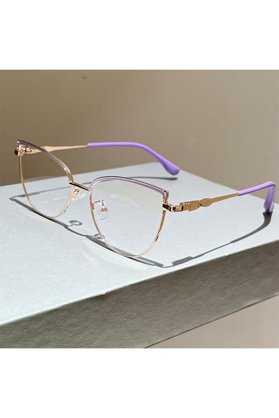Choice1 golden-purple transparent lenses KAMMPT Cat Eye Glasses with Rhinesto...