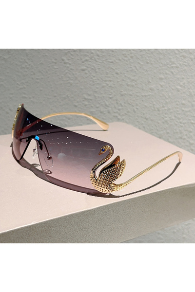 Choice4 golden grey pink KAMMPT Rimless Y2k Sunglasses Women Fashion Monobloc...