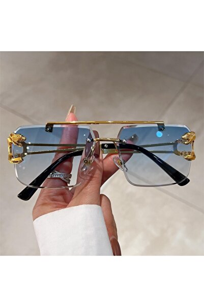 Choice golden gradient blue KAMMPT Vintage Rimless Sunglasses Men Women Fashi...