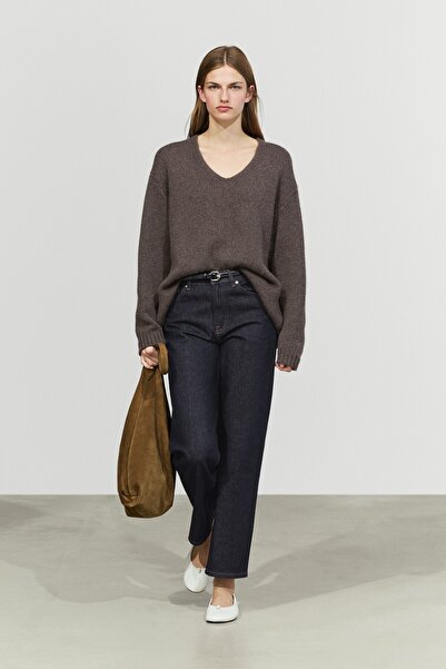 Massimo Dutti %100 kaşmir V yaka kazak