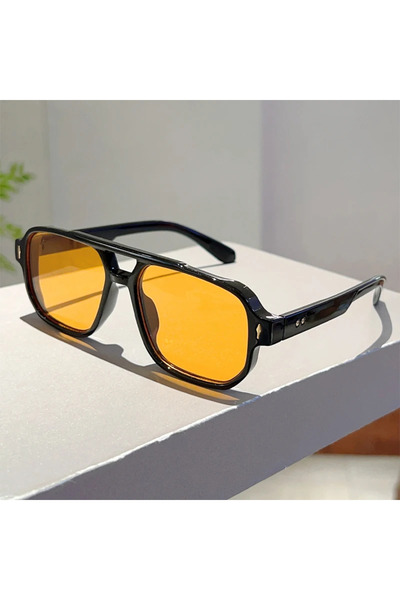 Choice7 as picture shows black-orange KAMMPT Vintage Rectagnle Sunglasses Men...