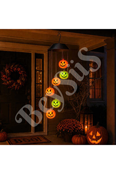 BeySüS Halloween Cadılar Bayramı Güneş Enerjili Renkli LED Işıklı Asma BALKAB...