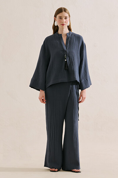 Manuka Muslin Wide Sleeve Blouse Indigo