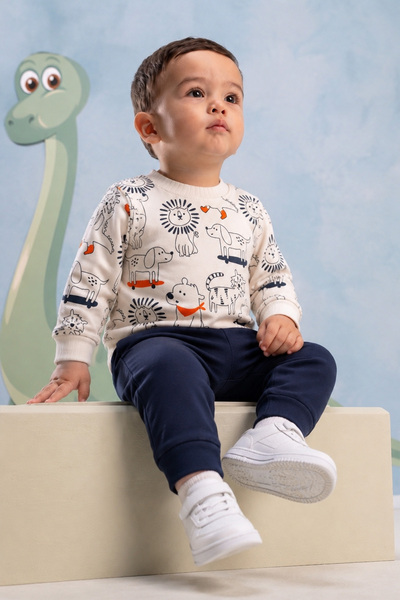 Rocha Baby Rocha Baby Animal Friends Patterned 2-Piece Set - Sweatshirt and P...
