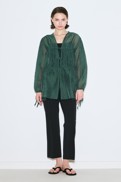 Manuka Bluz with Shirted Tie Green