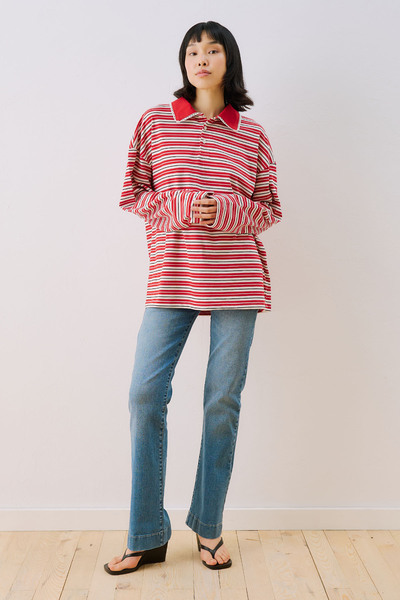 Manuka Striped Collar Sweatshirt Red