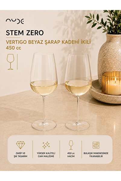 NUDE Paşabahçe Stem Zero 32029 Vertigo 2'li 450 Cc Beyaz Şarap