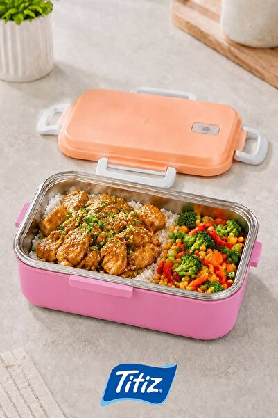 Titiz Plastik Titiz Aura Lunch Box Çelik Yemek Kabı İki Bölmeli