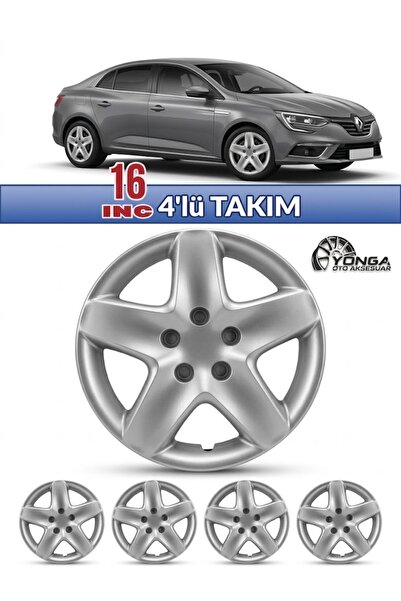 YONGA OTO AKSESUAR FLUENCE 16 İnç Jant Kapağı 4'lü Set Gümüş + 4 Amblem