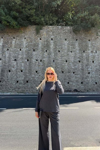 lizge giyim Lace-Up Knitted Pants