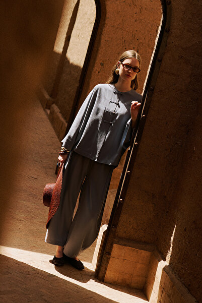 Manuka Linen Mixed Shalwar Pants Blue