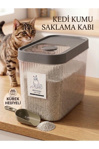 Dem Home Kedi Kumu Saklama Kabı 10 Litre Şeffaf Renk Saklama Kabı 10 Lt