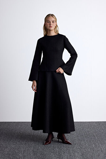 Manuka Peplum Detailed Tüvi̇t Bluz Black