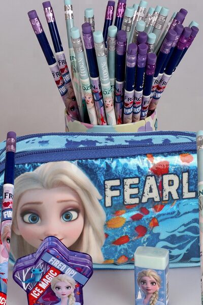 ELSA LİSANSLI FROZEN KALEM ÇANTASI,2 ADET SİLGİLİ KURŞUN KALEM , YILDIZ KALEMTRAŞ VE SİLGİ KIRTASİYE OKUL SETİ