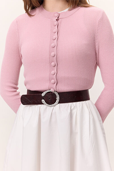 Manuka Forged Buckle Leather Belt Burgundy